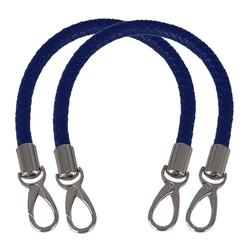 Mture 2 Stück 40cm Leder Taschengriffe mit Karabinerhaken, Ersatzgriff für Handtaschen, Schulterriemen für Taschen, Lederhenkel für Taschenherstellung, Blau