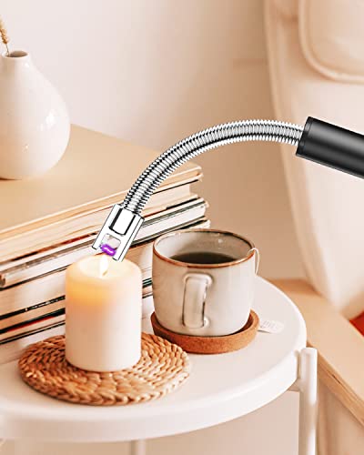 AJIJING Candle Lighter, Electric Lighter Long USB Rechargeable Arc Lighter with LED Display, Plasma Grill Lighter 360… - Image 7