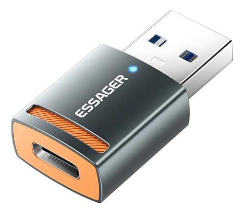Adaptador Essager OTG Tipo-C Fêmea p/USB Macho 5A Cinza