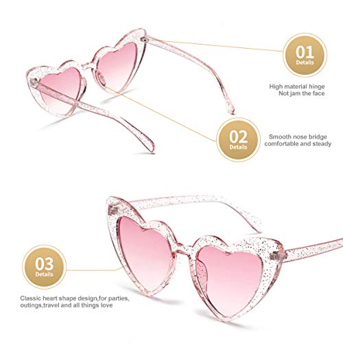 Dollger Heart Sunglasses for Women Retro Love Eyeglasses Vintage Cat Eye Glasses UV4003