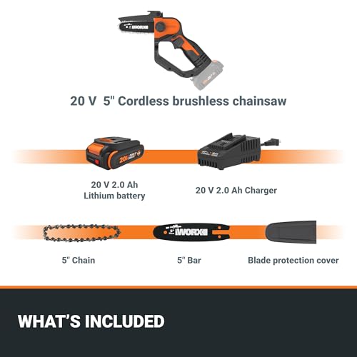 WORX Cordless Mini Chainsaw, 20V 5" Pruning Saw, WG324 - image 5