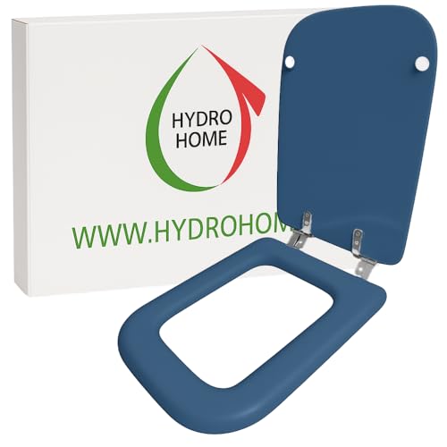 HYDRO HOME - Copriwater Ideal Standard Conca Come Originale, Tavoletta WC Ideal Standard con Cerniere Inclinate Idonee, Coperchio Water Copri Water in Legno Rivestito (BLU FONDALE)
