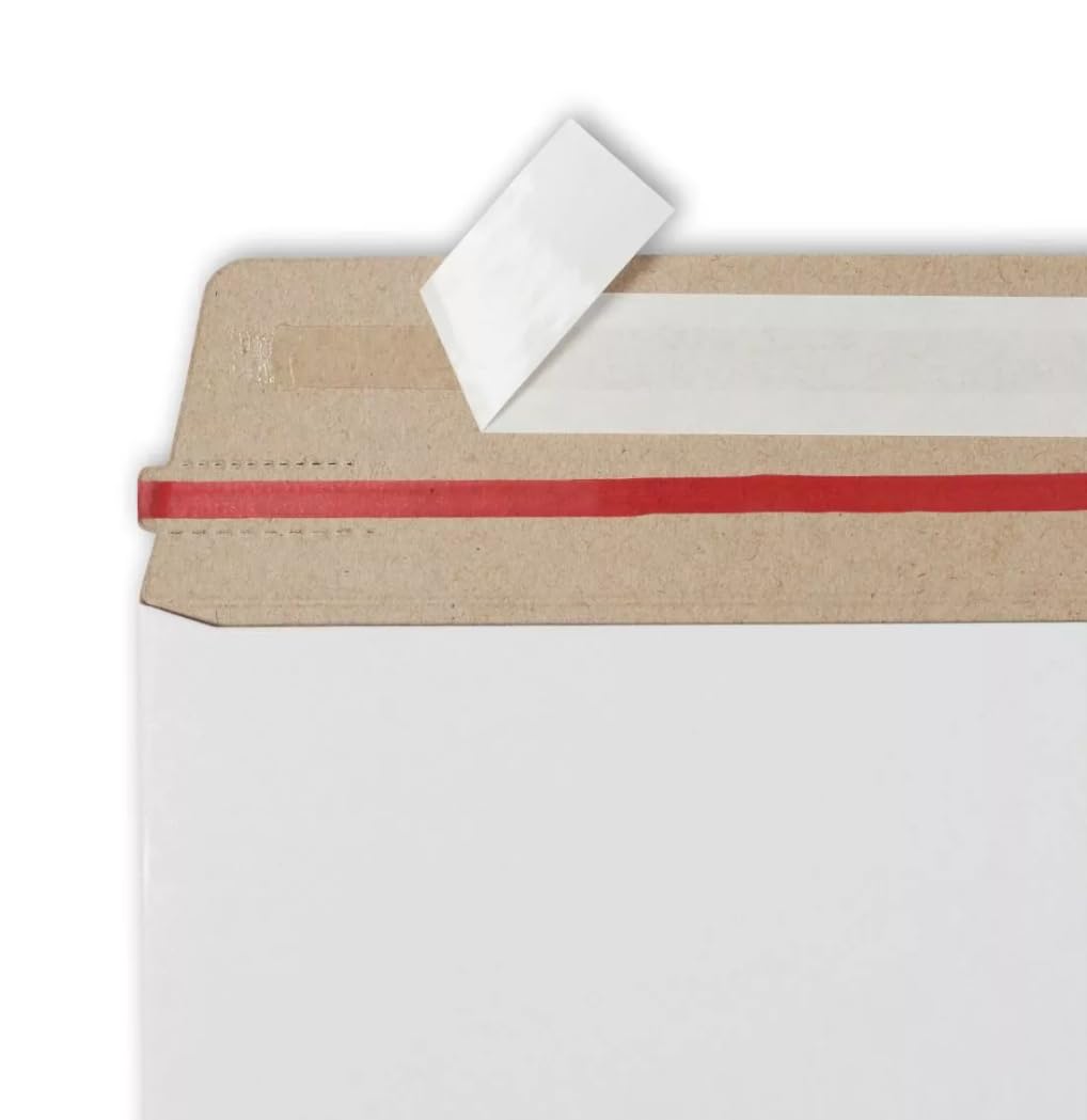 Blake VITA (PPA19-RS) Lot de 100 enveloppes en carton blanc très résistantes 350 g/m² – Emballage durable 100% recyclable – Anti-pliage avec bande adhésive