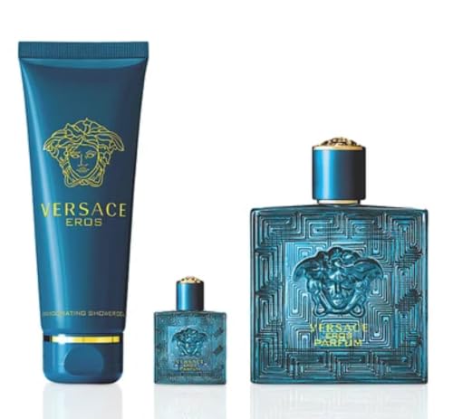 Image of Versace Eros Parfum 3- Piece Gift Set for Men, (3.4 Oz Parfum Spray + 5.0 Oz Shower Gel + 0.16oz /5 Ml Parfum Spray)