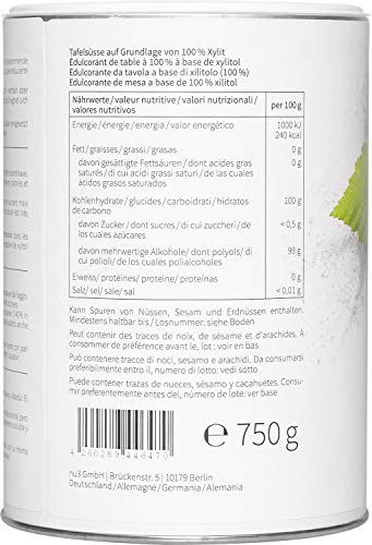 Birkenzucker Xylit nu3 Premium Xylit 750g – Zuckeralternative für die Küche