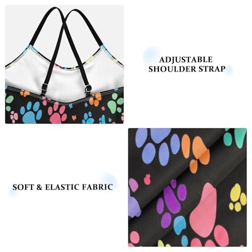 Colorful Cute Paw Prints Girl Swimsuit One Piece, Summer Beach Bathing Suits Girls, 3-103