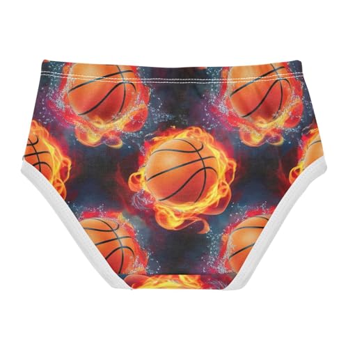 Toddler Panties, Basketballs Fire Black Girls Cotton Underwear, 2–8 Years2