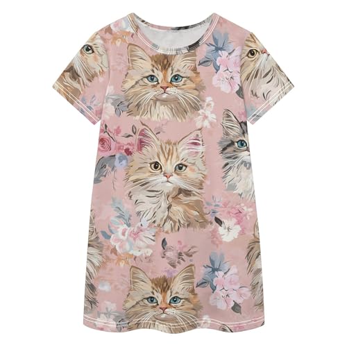 Vestidos de gato marrón evitan manchas visibles en ropa de niñas casual