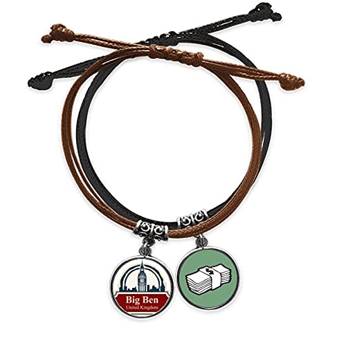 Pulsera de Londres Big Ben de cuerda de mano y cuero para hombre y mujer