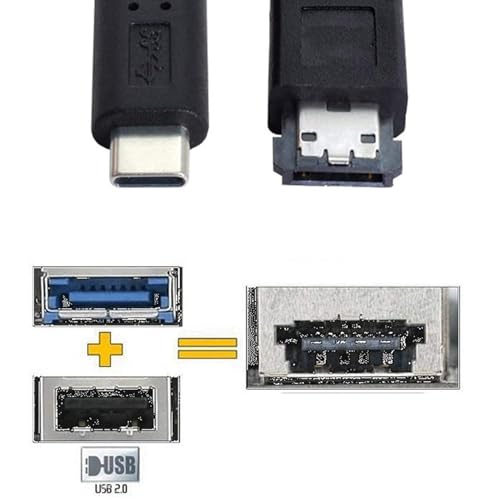 Cable eSATA a USB C macho para conectar disco duro HDD a portátil 2