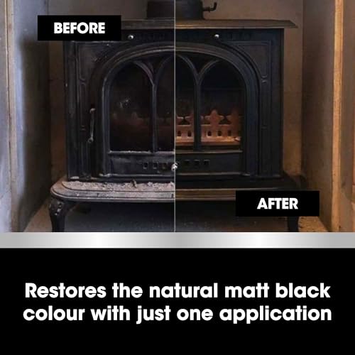 Furniture Clinic Stove Restorer - Restores The Natural Matt Black Colour on Log Burners, Iron Grates, & Fireplaces. Works Like a Polish - 250ml