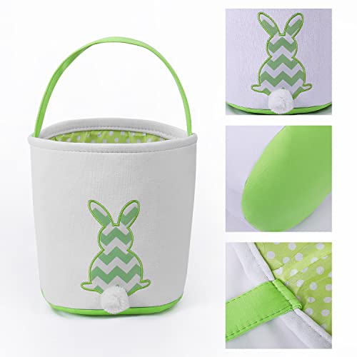Image of Easter Bunny Baskets for Kids Empty Egg Hunt Bags, Rabbit Buckets with Handle for Carrying Candy Cute Stuffed Easter Festival Gifts