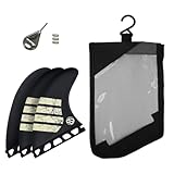 Lonnngg Ultra-Lightweight Full Carbon Single/Dual Tab Tri Fins - Surfboard Thruster Fin Set Medium (Fu-G5)