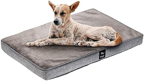 Doggo Large Washable Dog Bed - Orthopedic Memory Foam Dog Bed and Mattress for Dog Crate with Removable Washable Cover and Waterproof Inner Lining, Grey, 89cm X 54cm X 7cm (L)