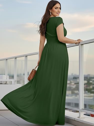 Image of KOH KOH Womens Sexy Cap Short Sleeve V-Neck Flowy Cocktail Gown