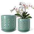 BUYMAX Set of 2 Orchid Pots with Holes