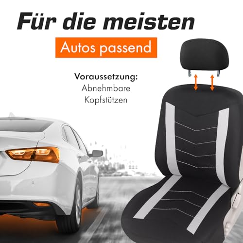 Upgrade4cars Autositzbezüge Set für die Vordersitze weiß | Auto-Schonbezüge Universal Schwarz Auto-Sitzbezug Sommer Winter | Autozubehör Innenraum | Geschenke für Frauen und Männer