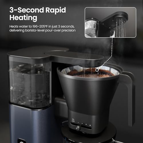 Image of Kismile SCA-Certified 8 Cup Drip Coffee Maker, Pour Over Coffee Machine with 3s Instant Heat 197-205℉, Adjustable Flow Control, Removable Water Tank, Deep Cold Brew & 40 Min Keep Warm (Blue)