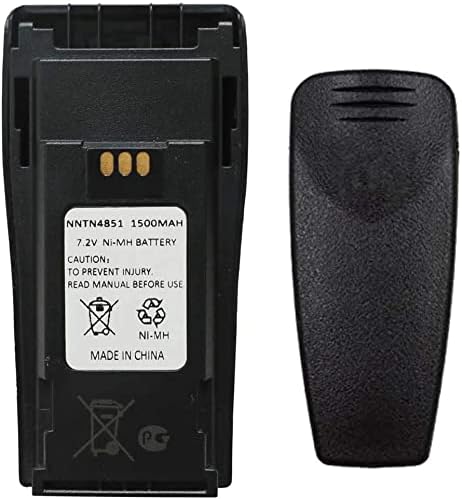 Nozza NNTN4851 NNTN4851A NNTN4496 NNTN4497AR NNTN4970A 7.2V 1500mAh Ni-MH Two-Way Radio Battery Replacement for Motorola CP040 CP140 CP150 CP160 CP180 CP200 PR400 EP450+Belt Clip