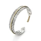 Feather Bracelet for Women Men Silver Cuff Bracelet Boho Feather Bangle Bracelet Statement Bracelet Wrap Bracelet Jewelry Gift