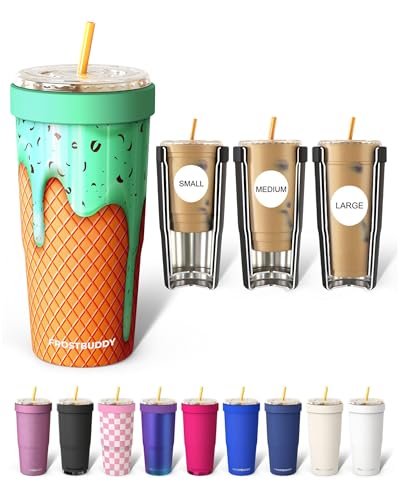 Frost Buddy Togo Buddy 30 oz Stainless Steel Vacuum Insulated Tumbler To Go Coffee Cup - Iced Coffee Cups, Iced Coffee Sleeve, Travel Mug Thermal Cup for Hot & Cold Drinks Dunkin Cup (Mint Chocolate)
