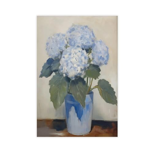 Hortensia doux poster vintage grande toile déco chambre adulte