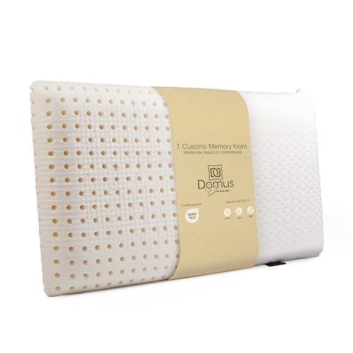 Domus Dream Cuscino per Dormire Memory Foam Forato a Saponetta, Rinfrescante e Anallergico - Cuscino Letto 41x72 Altezza 12cm