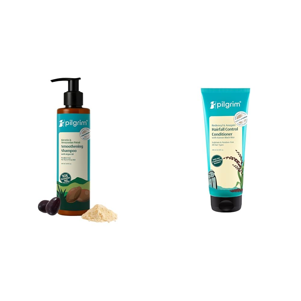 Pilgrim Patua & Keratin Hair SMOOTHENING SHAMPOO for Dry & Frizzy hair 200 ml & Anti Hairfall Conditioner with Redensyl & Anagain 200ml-picture-39