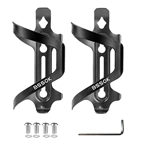 BSSOK Fahrrad Flaschenhalter ,Ultraleichter Aluminiumlegierung seitliche Fahrrad Trinkflaschenhalter für rennrad/MTB/Mountainbike 2 Pack (Schwarz 2PCS) Cover