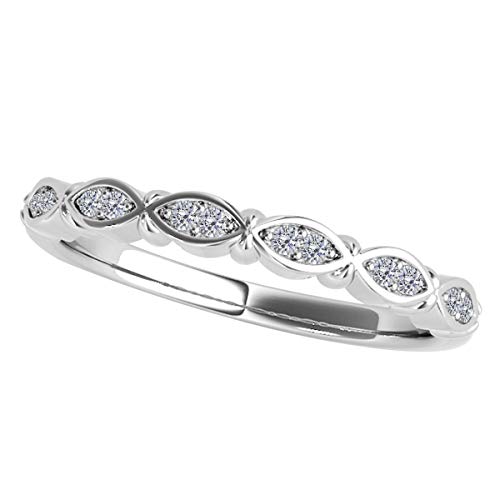 MauliJewels Engagement Wedding Bands For Women | 0.10 Carat Round Diamond Wedding Band 14K Solid White Rose Yellow Gold Engagement Anniversary Promise Bands Rings Genuine Diamond Jewelry Collection