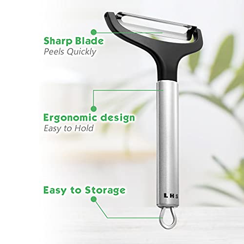 LHS Cabbage Peeler for Kitchen, Wide Mouth Vegetable Peeler, Stainless Steel Fruit Shredder Slicer with Non-Slip Handle and Sharp Blade - Thumbnail 2