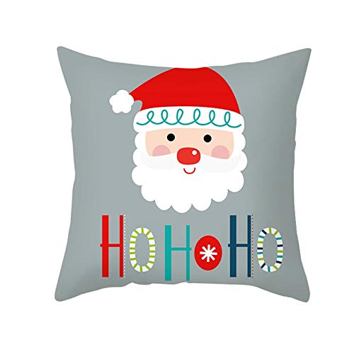 Image of Homxi Modern Xmas Pillow Covers,Santa Ho Ho Ho Polyester Cushion Covers Red Gray White Throw Pillow Set 16x16Inch