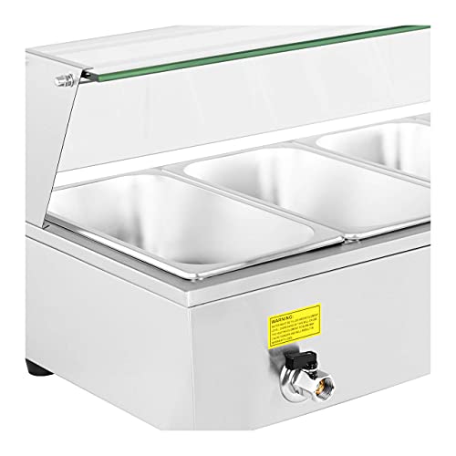 Royal Catering RCBM-63B Bain Marie elektrisch Wasserbad Speisenwärmer inkl. 6 GN 1/3 Behälter Buffetwärmer mit… – Bild 3