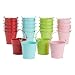 Juvale 24-Pack Small Metal Buckets - 2-Inch Mini Pails with Handles, for Party Favors, Candy, Votive Candles, Trinkets, Small Plants, Green, Blue, Pink, Red