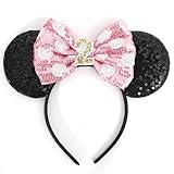 WAOUH Mouse Ears Birthday Headband - 2nd Birthday Party Decorations, Mini Hat and Photo Props (Pink)
