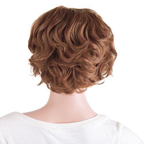 Mapofbeauty 11.8 Inch /30 Cm Elderly Women Curly Short Fashion Wig (Light Brown) #TOP3