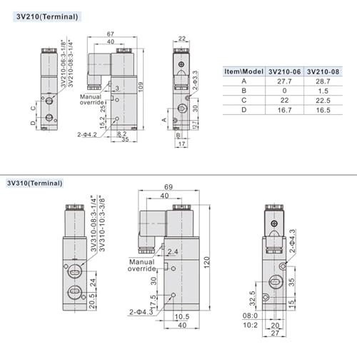 Électrovanne pneumatique 3V310-08-NC 3 ports 2 positions DC24V lot de 10 - 6