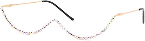 Naimo Gafas de sol cristalinas brillantes de la mitad del marco de las gafas de sol del Rhinestone