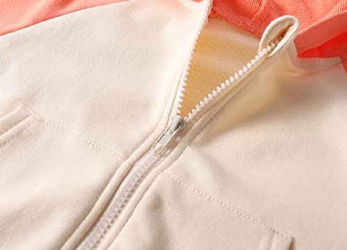 Little Girls French Terry Full-Zip Hoodie Sweatshirt Kids Casual Outfit Jacket (Orange,5Years) #TOP4