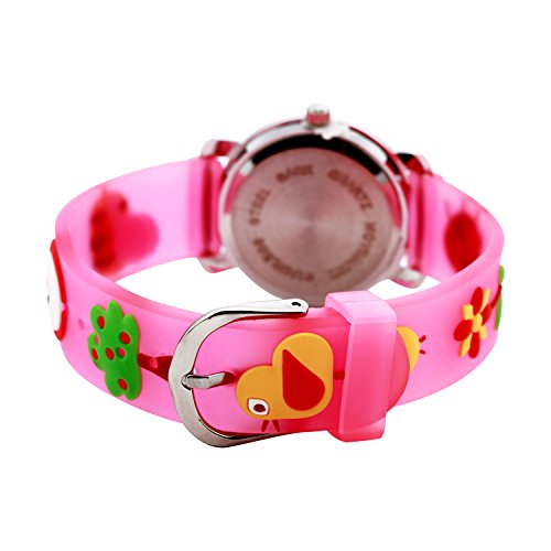 3D adorável desenho infantil pulseira de silicone à prova d'água digital redondo quartzo relógios d
