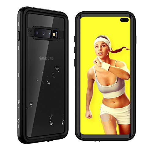 Waterproof Samsung Galaxy S10+ Plus Case, Underwater Clear Full Body Protective with Built-in Screen Protector Heavy Duty Rugged Case Shockproof Dustproof Waterproof Case for Galaxy S10+ Plus (Black)
