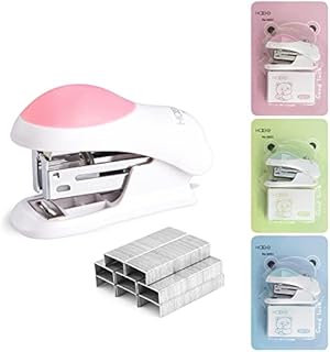 ASTARON Mini Effortless Desktop Staplers with 400 Standard 26/6 Staples, 2-24 Sheet Capacity, Includes Built-in Staple Remover , Cute Stapler Gift for Student and Office Use, 3 Colors Options