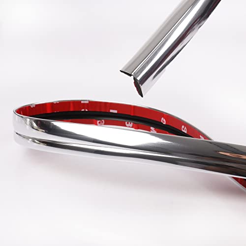 6.5Ft Automotive Chrome Trim Molding - L-Molding Car/Truck/Rv Side Body Chrome Moulding Trim Strip (Self Adhesive) For Door Window Bumper Side Edge Scratch-Proof Decorative - 1/2"+5/16" #TOP2