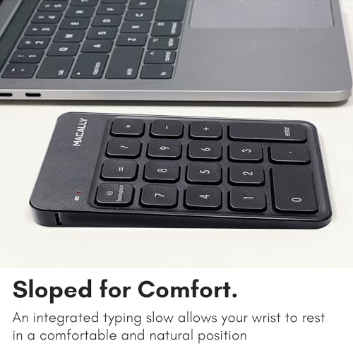 Macally Wireless Number Pad | Numeric Keypad | Wireless 10 Key for Laptop PC Computer Notebook Surface Chrome (2.4G USB) Perfect for Data Entry Numpad Number Keyboard