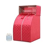 Tragbare Dampfsauna Dampfbad Dampfgarer Topf Schlankheitstherapie Haushaltsduschkabine Dampfpaneel Heimsauna Spa Hammam(Red)