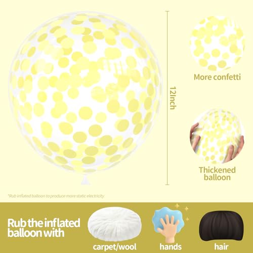 Image of 25 Pcs Yellow Confetti Balloons, 12 Inch Thickened Clear Latex Balloon with Confetti Inside for Birthday Party Baby Shower Aniversary Engagement Bridal Shower Decorations Supplies (Yellow Confetti)