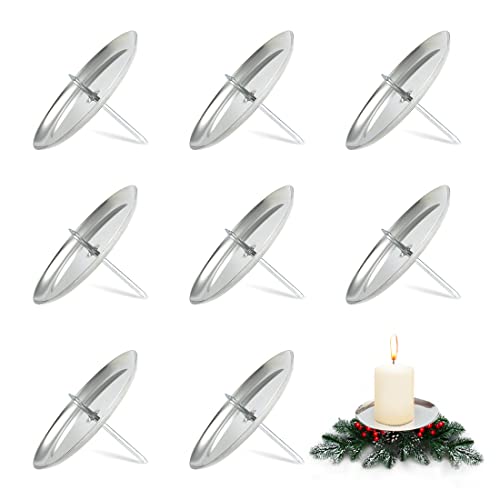 Wishstar Candelero para Corona de Adviento Navidad Diámetro 8 cm，Portavelas de Adviento Plateado 8 Piezas，para la decoración de la Corona de Adviento de Navidad Vela Fija
