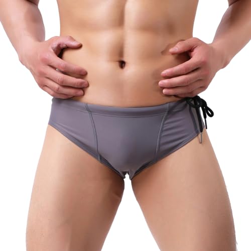 Summer Code Mens Swim Briefs Bikini Sport Swimwear Bathing Suit Solid Sexy Swimsuit with Drawstring2