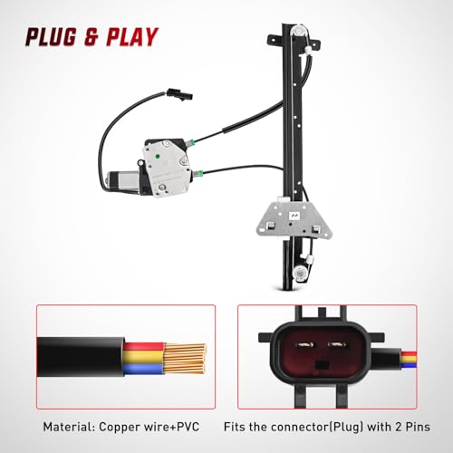 Image of Nilight Window Regulator and Motor for Dodge Dakota 2000-2004 Front Right | Window Lift Motor Assembly 741-648 also fits Dodge Durango 1998-2003; OE-style front passenger replacement