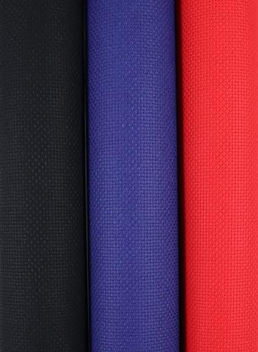 Image of KCS 3 pc of 15 inch x 18 inch(38cmx45cm) Counted Cross Stitch Cotton Aida Cloth Needlework Rolled Fabric Box,14CT,Red+Royal Blue+Black